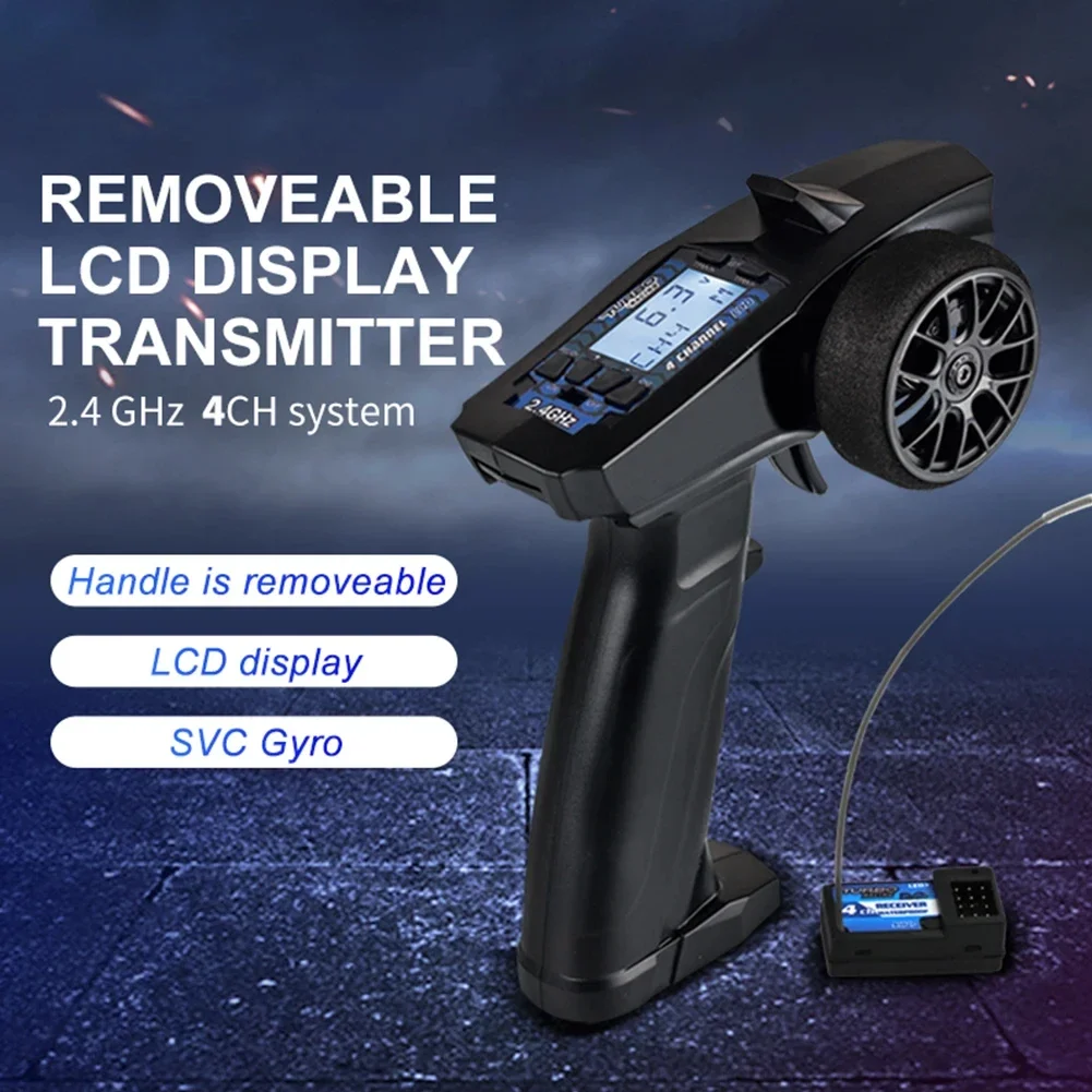 Hotrc P32 Turbo Racing 91803G-C 2.4G 4CH VT نظام شاشة الكريستال السائل تحكم عن بعد مع جهاز إرسال لاسلكي واستقبال لقارب RC