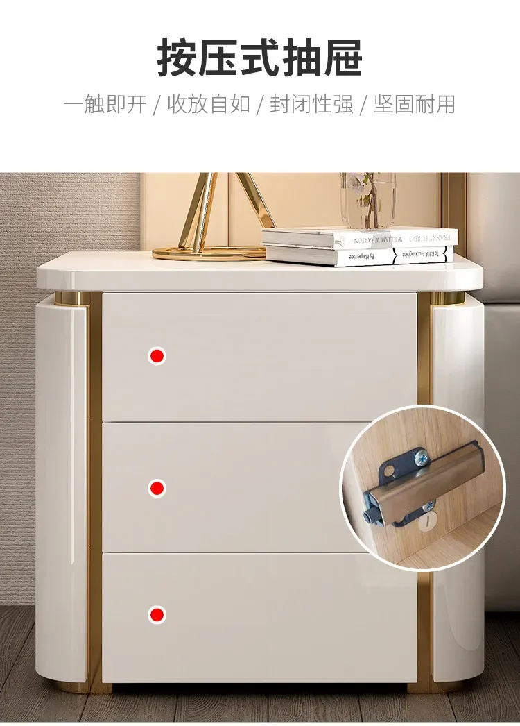 CX Luxury Simple Modern White Bedroom Storage Creative Bedside Cabinet