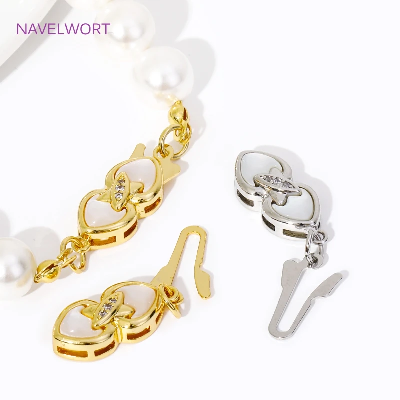 Multi Types 18K Gold Plated with Natural Shell Safety Clasp Connector Clasps For DIY Pearls Jewelry Making Accessories Wholesale