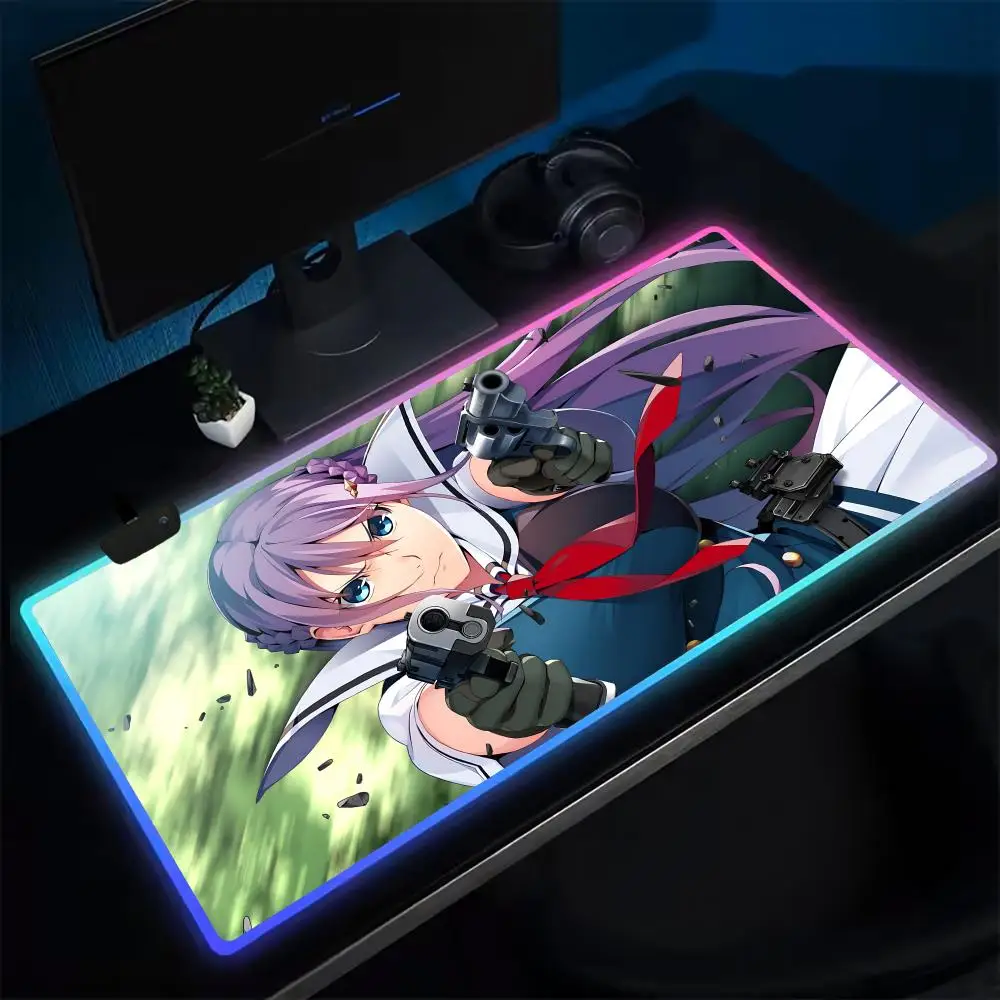 

Коврик для мыши Super Grisaia, игровой коврик для мыши в стиле аниме, светодиодные настольные коврики с подсветкой, резиновые настольные коврики XXL RGB