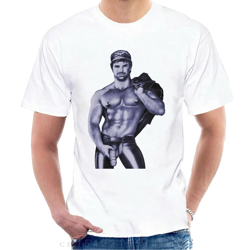 Tom of Finland Hot and Heavy T-Shirt White Menswear Short Sleeve Shirt Fetish @074353