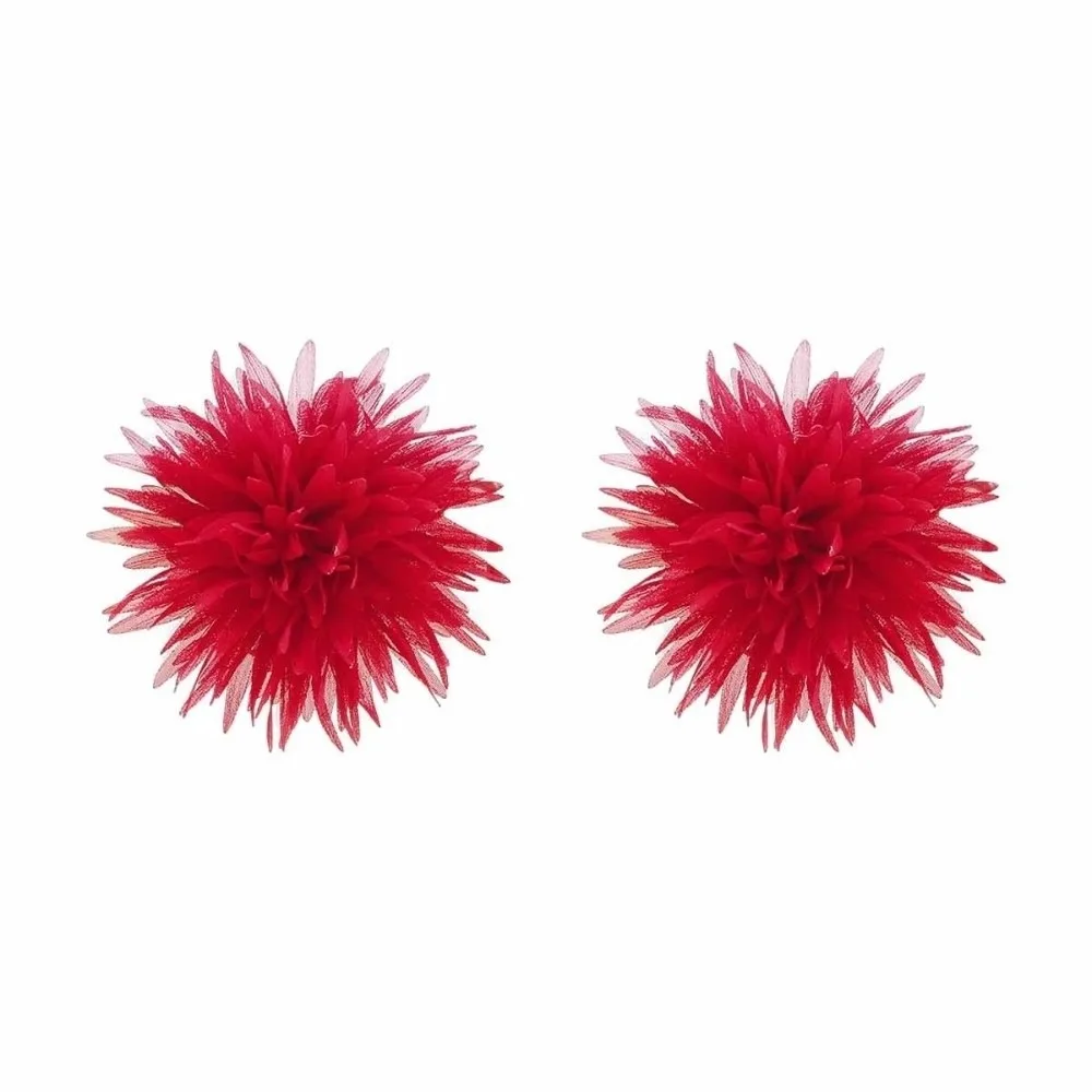 New Big Flower Design Fabric Earrings Casual Lightweight Fabric Stud Earrings Stud Type Large Flower Earrings Vacation Outing