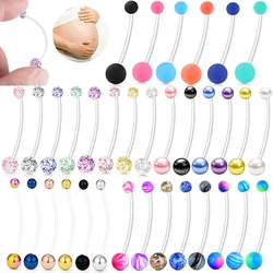 14G Pregnancy Clear Belly Button Rings Flexible Bioplast Sport Maternity Belly Navel Retainer Industrial Earring Body Piercing