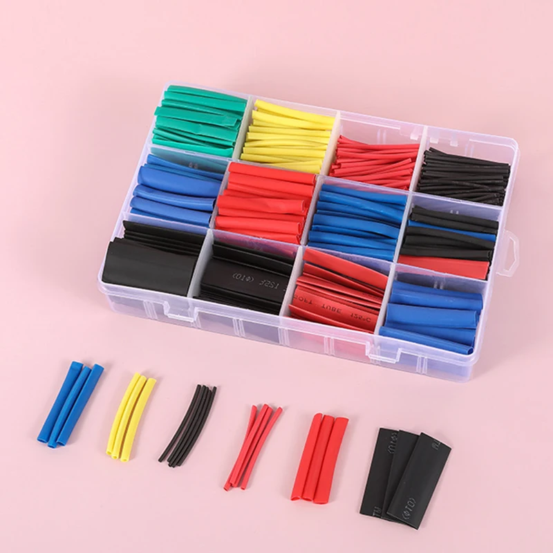 328pcs Heat Shrink Tubing Insulation Shrinkable Polyolefin Ratio 2:1 Wrap Wire Cable Sleeve Tubes Kit