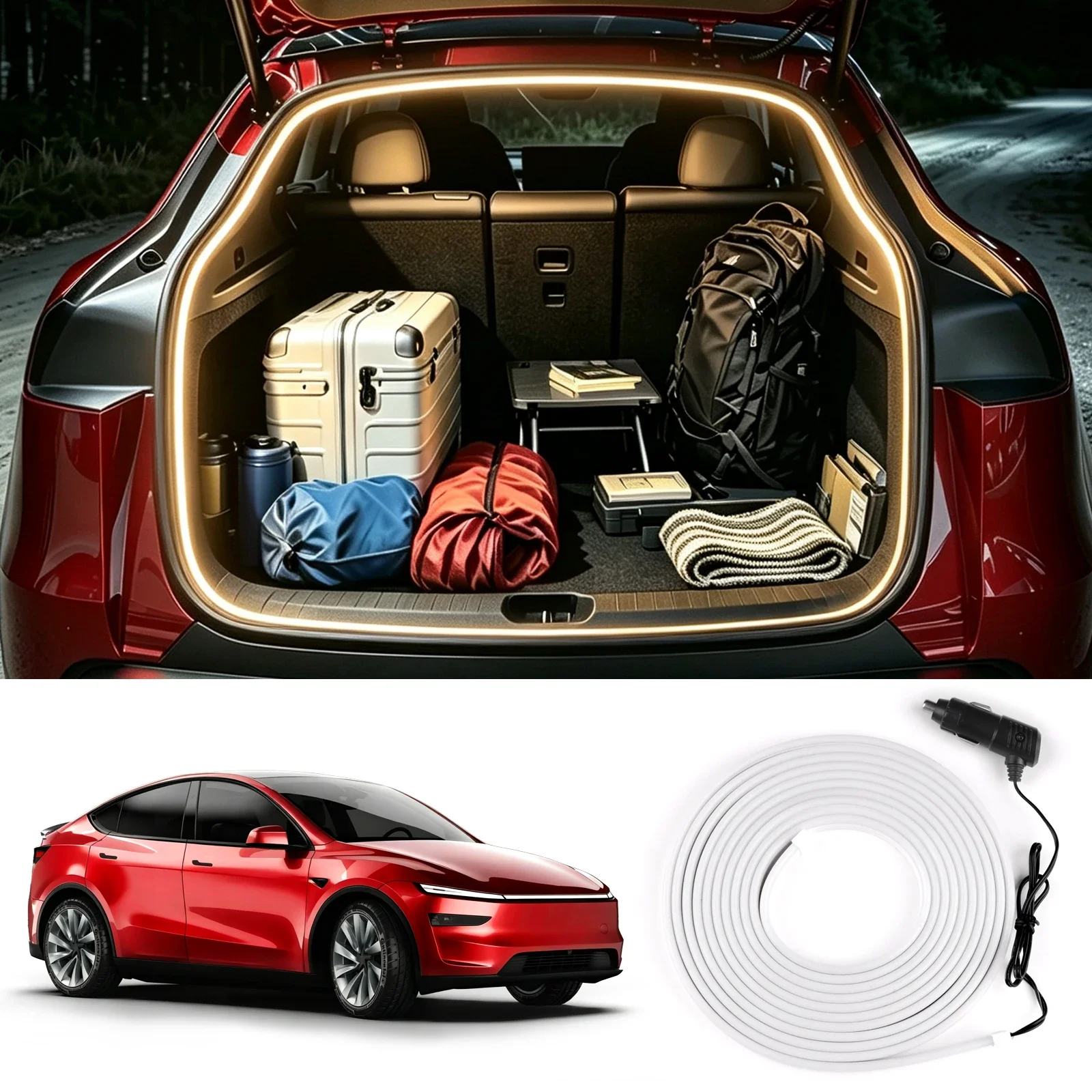 Dynamic Flowing Rear Trunk Light Magnetic Induction Switch Trim LED Strip Lamp For Tesla Model YL 2026 2027 2028 Car Accessories
