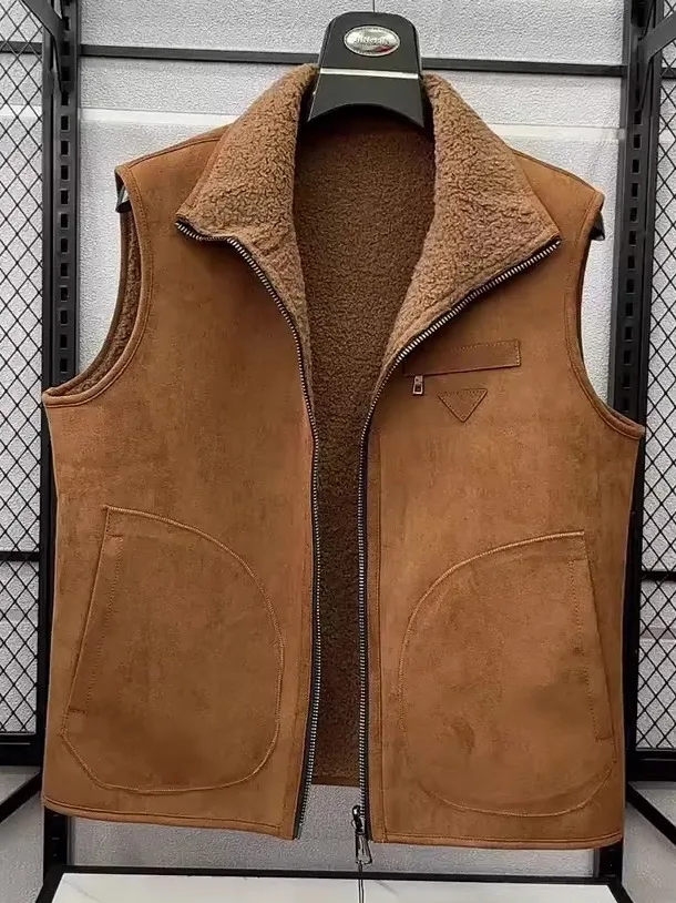 

Double-Sided Wear Men's Faionable Casual Vest Stand Collar New Arrival Autumn Winter Trendy Sle Stand Fit Youth ular