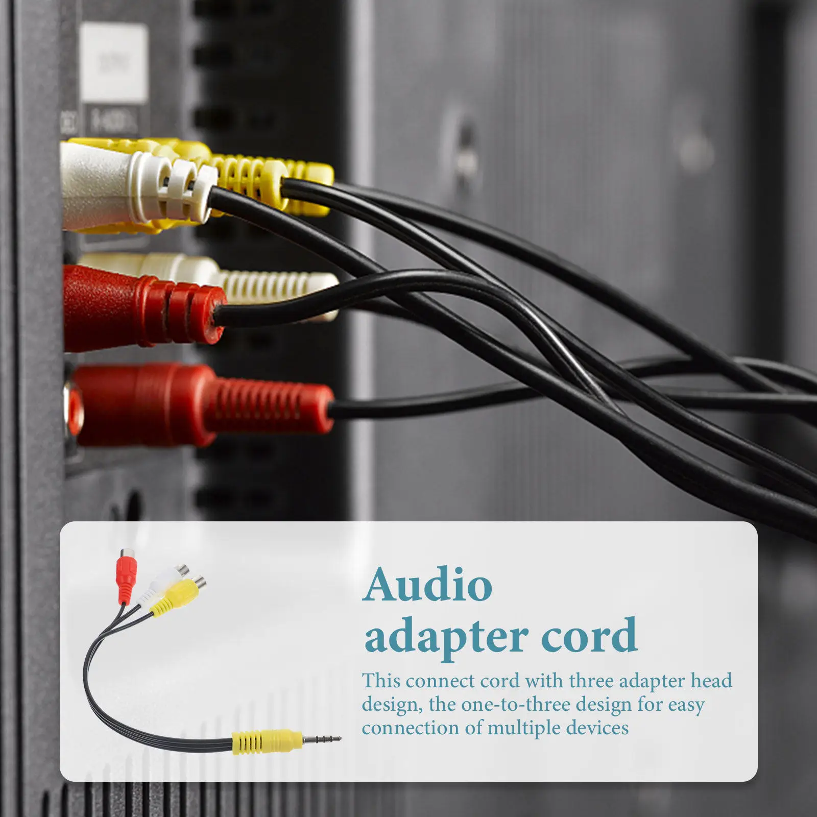AV Adapter Cable 3 Pack One Male to Three Female PVC Copper Wire for TV Satellite Receiver Audio Video