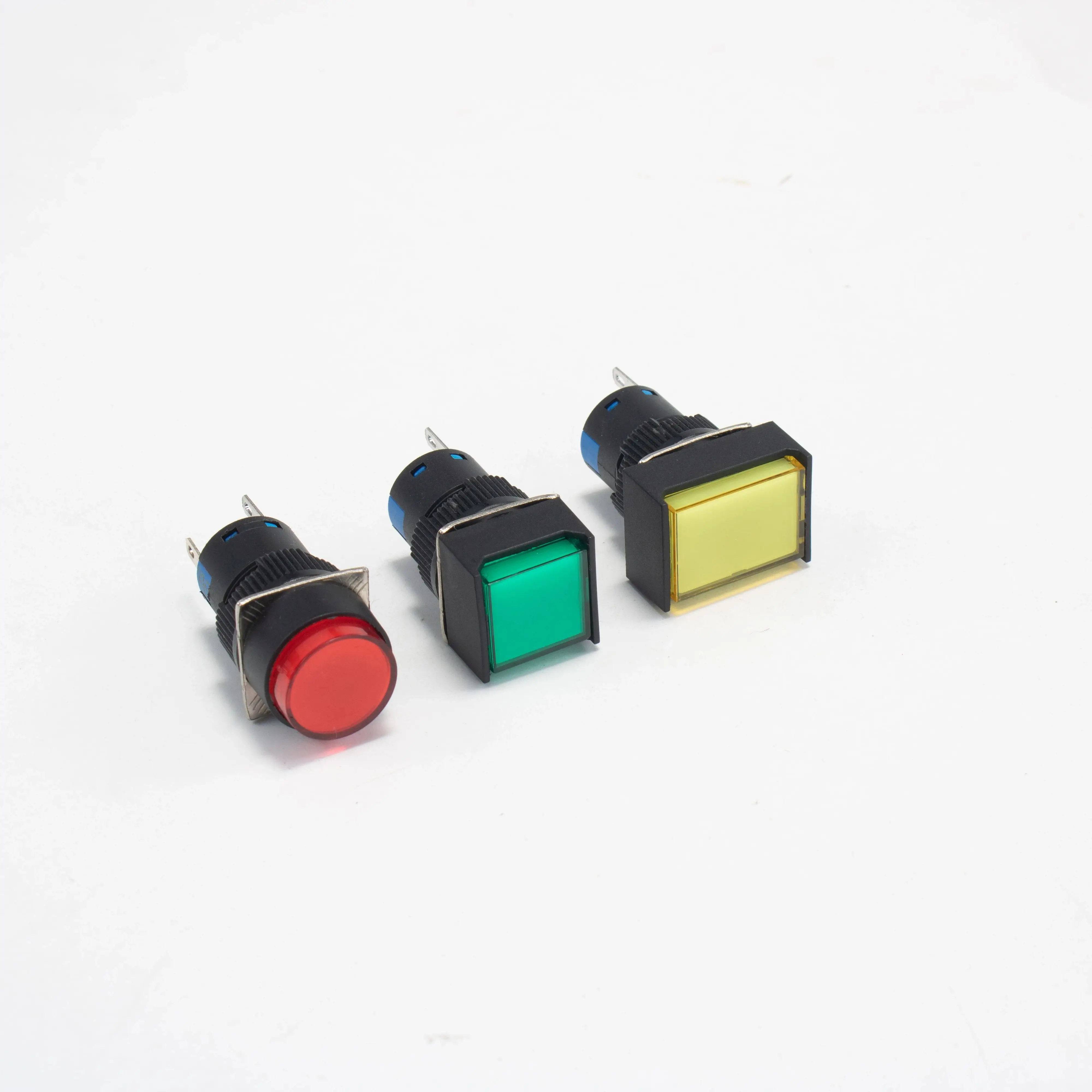 Button Switch LA16 Self Locking Reset Rectangle Circle Square Power Supply Contact Push Button Switch Without Light 1NO1NC
