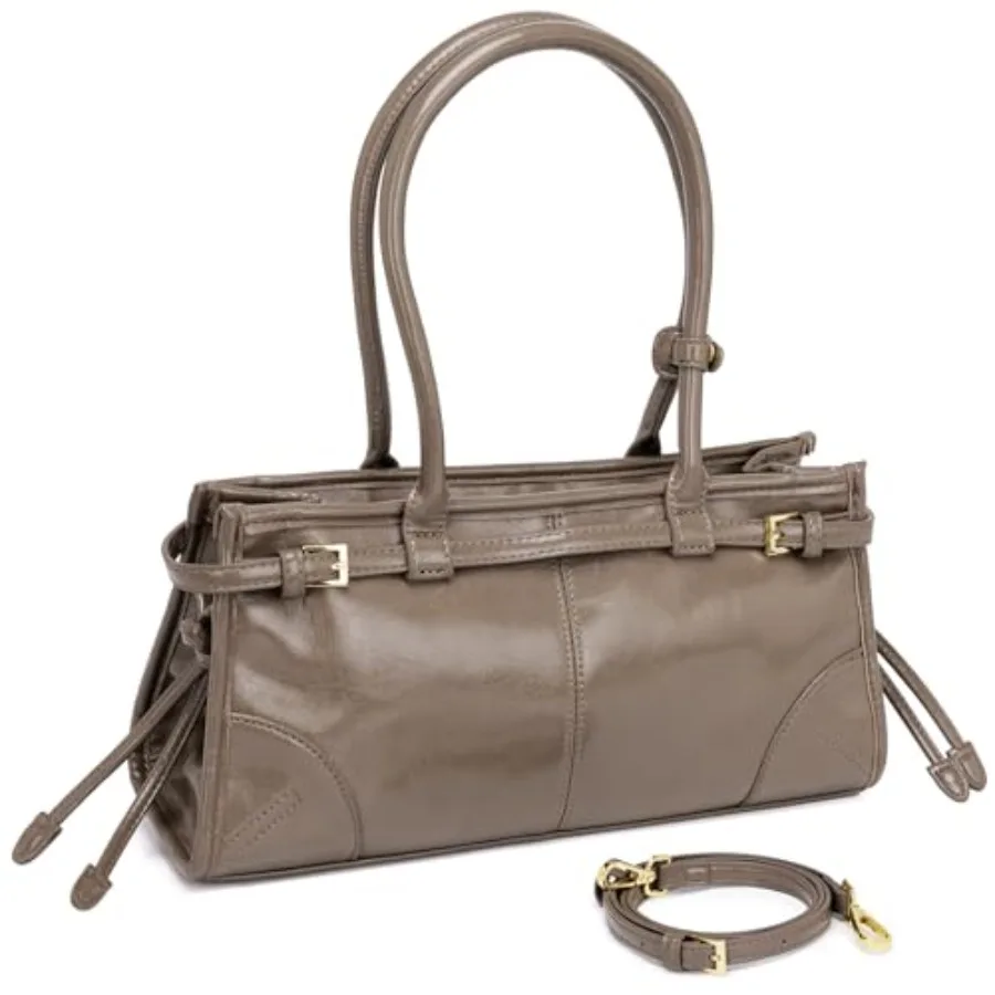 

Women's Shoulder Bag Structured, Soft Faux Leather Crossbody Purse, Medium Capacity, Detachable Long Strap Soft, Zipper Closure