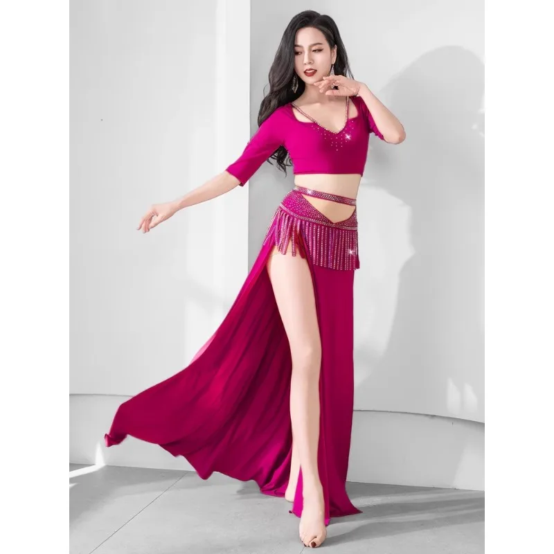 customized Belly dance costume hot diamond tassel Eastern dance clothes practice dress light luxury performance costume set