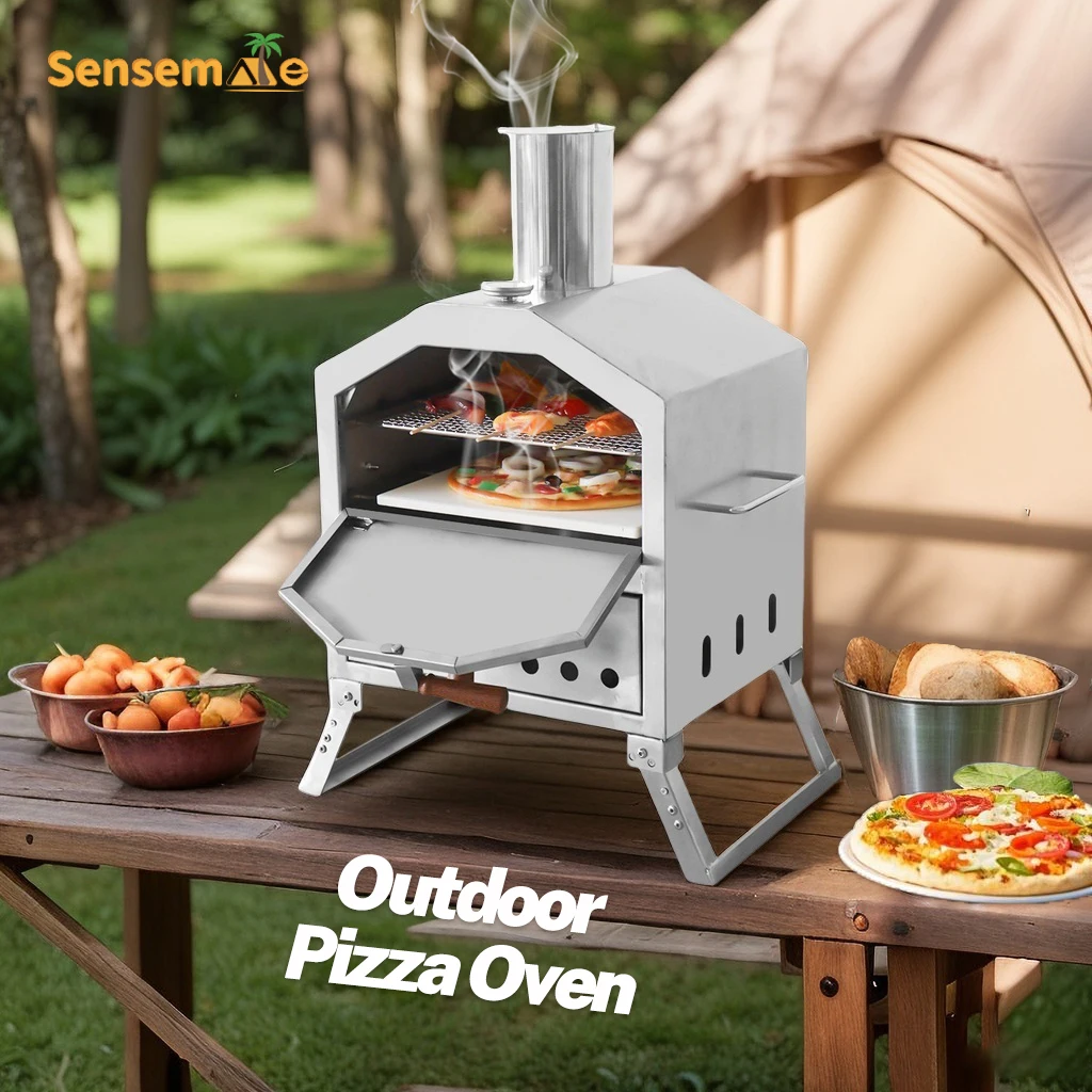 Portable Outdoor Pizza Oven Folding Charcoal Grill Wood Stove Meat BBQ Camping Stove Oven for Camping And Outdoor Cooking