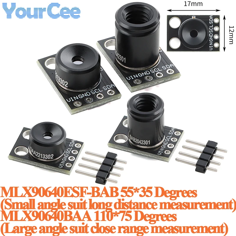 5 Stück/1 Stück Berührungsloses Infrarot-Bildgebungs-Temperaturmess-Array-Sensormodul Wärmebildkamera MLX90640ESF-BAA MLX90640ESF-BAB
