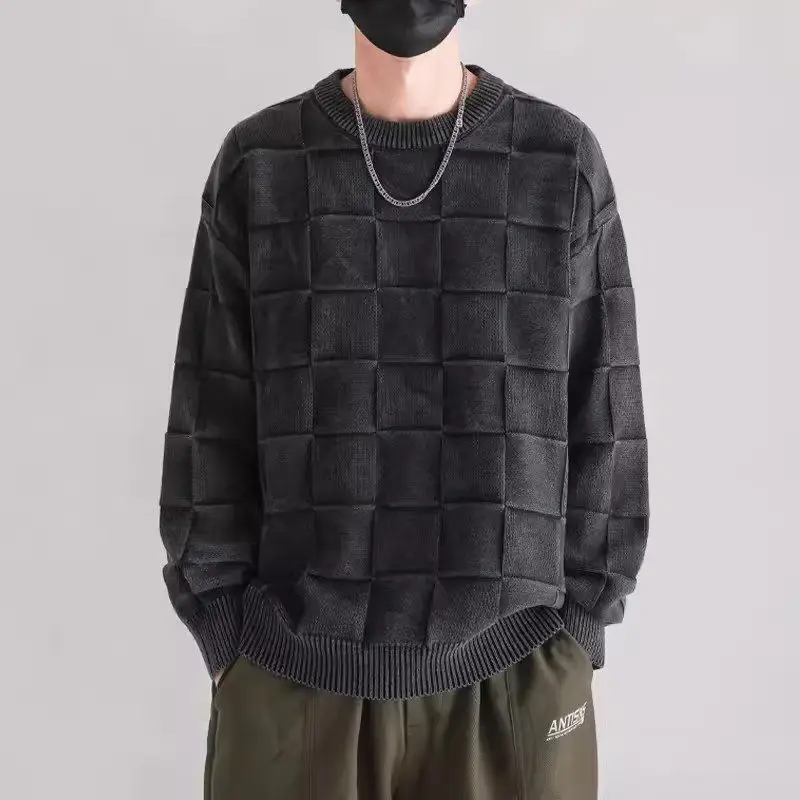 

Men's Autumn Winter Thiened Sweater Loose Korean Sle Casual Knittedwear Winter Ins Hong Kong Sle Lazy Yarn Coat