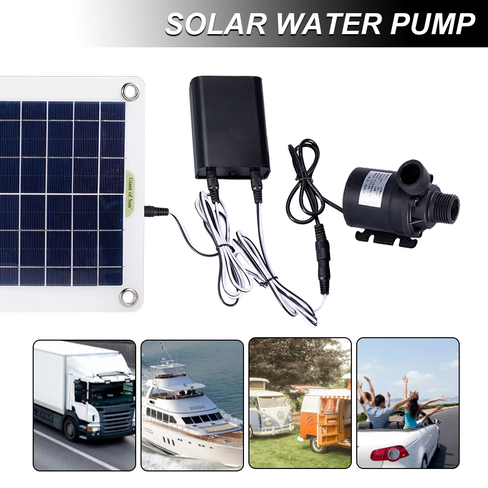 50W 800L/H Brushless Solar Power Water Pump Set Ultra-quiet Submersible Water Pump Motor Fish Pond Garden Fountain Decoration