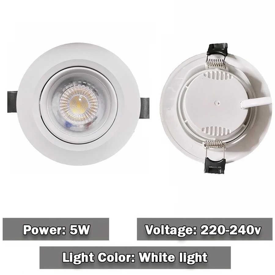 Ammtoo Embedded LED Downlight Angle Adjustable Ceiling Light Spotlights 5W Rotating AC220V Indoor Lighting Ultra Thin Design