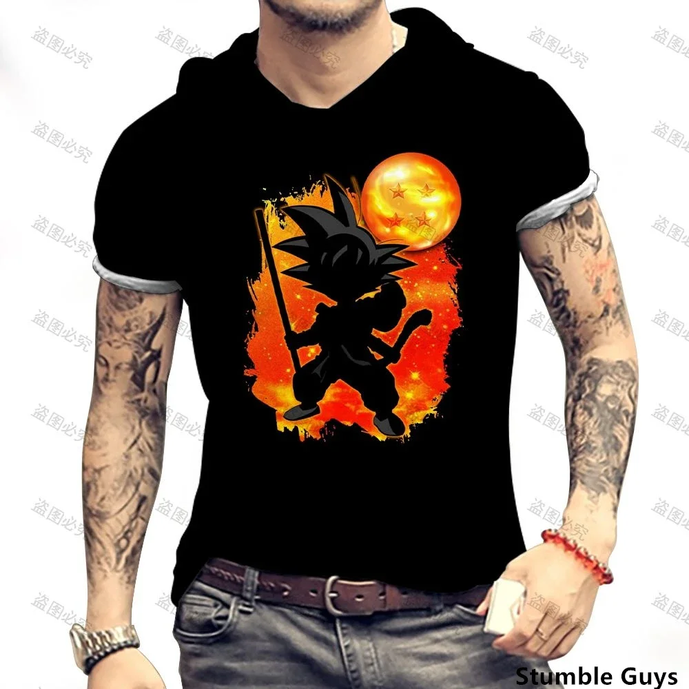 

Tops Dragon Ball Z Fashion Men's Hooded T-Shirt Trend Goku Essentials Tshirt T-shirts T-Shirt Gym Oversized Streetwear Anime New