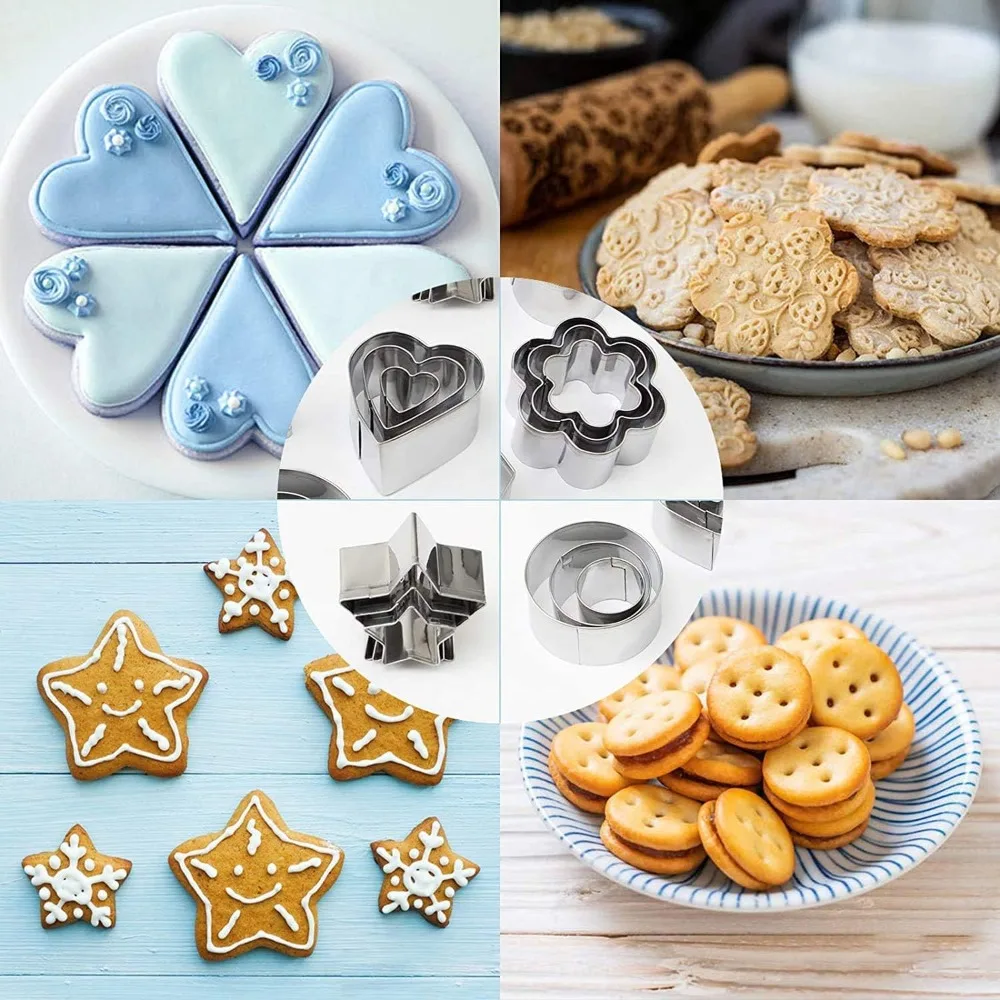 30Pcs/Box Mini Stainless Steel Mould Heart Star Flower Geometric Shape Cookie Cutters DIY Cookies Pastry Decoration Baking Tools