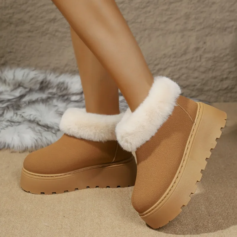 2025 New Winter Women's Round Toe Plus Velvet Thick Bottom Casual Non-slip Warm Boots Outdoor Walking Lightweight Snow Boots