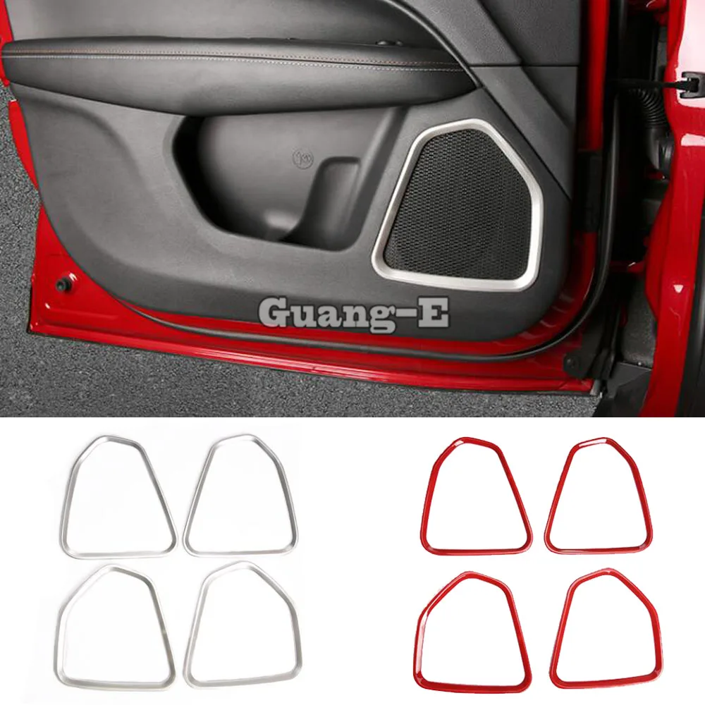 

For Jeep Compass 2017 2018 2019 2020 2021 Car Detector Stick ABS Inside Door Audio Speak Sound Cover Ring Trim Frame 4PCs