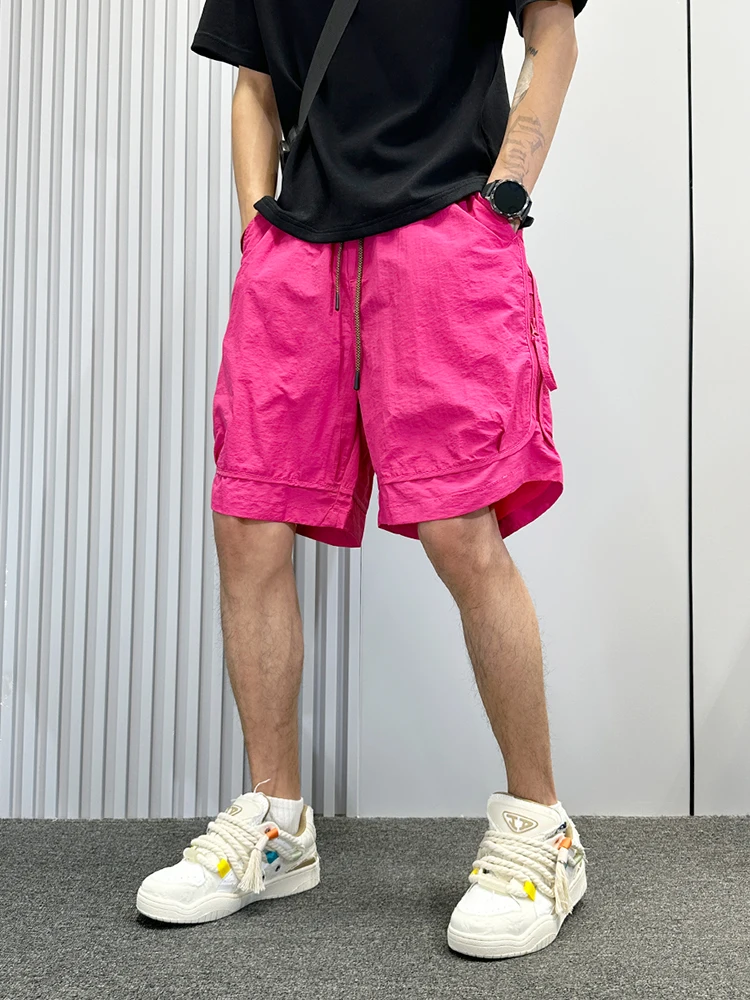 

Летние повседневные мужские брюки из ледяного шелка, модные брендовые дышащие тонкие свободные уличные спортивные пляжные брюки пять четвертей