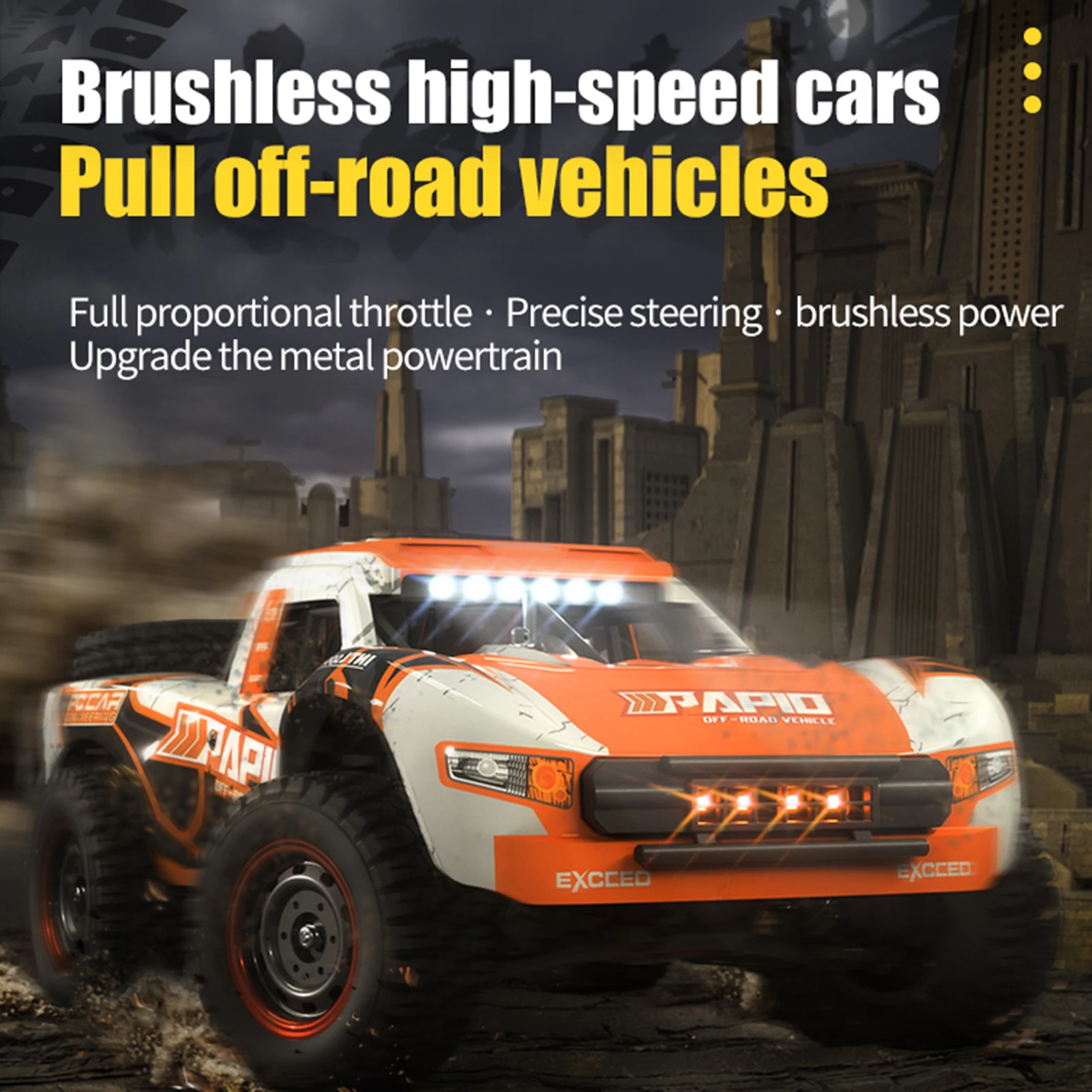 4WD Off-road RC Car 70km/h Brushless Motor with LED Lights 2.4G Remote Control for Kids Adults High Speed Racing Gift