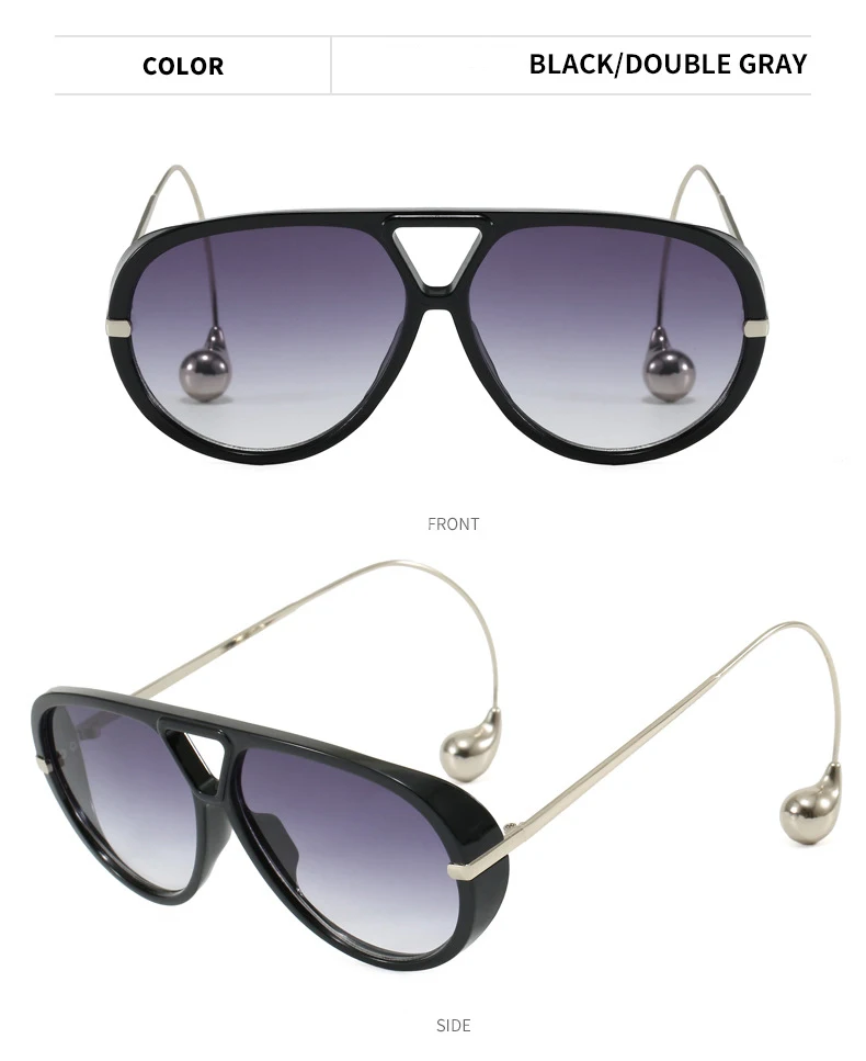 Übergroße Pilot Oval Punk Sonnenbrille Frauen Großen Rahmen 2025, Luxus Vintage Doppel Strahl Sonnenbrille Für Dame Outdoor Brillen UV400 – Detail 23