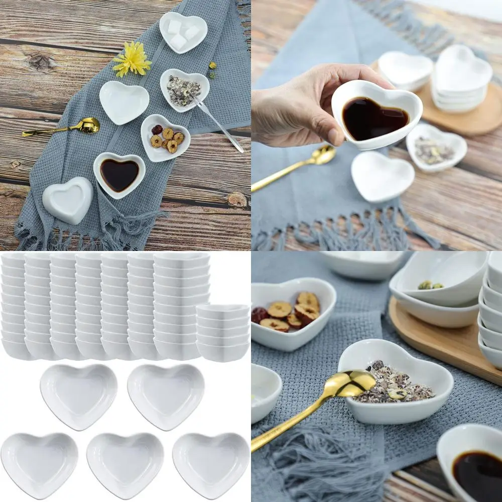 

Set of 80 Heart-Shaped Ceramic Serving Dishes for Sauces, Sushi, Seasonings, Appetizers & More