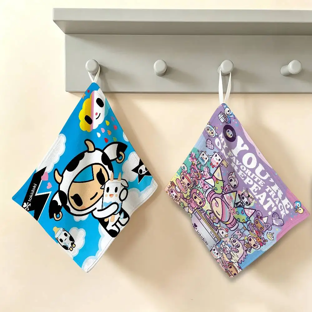 Japan Anime T-Tokidoki Household Hanging Towel, Polyester Cotton Hand Wiping Towel, Sturdy for Bathroom Bedroom