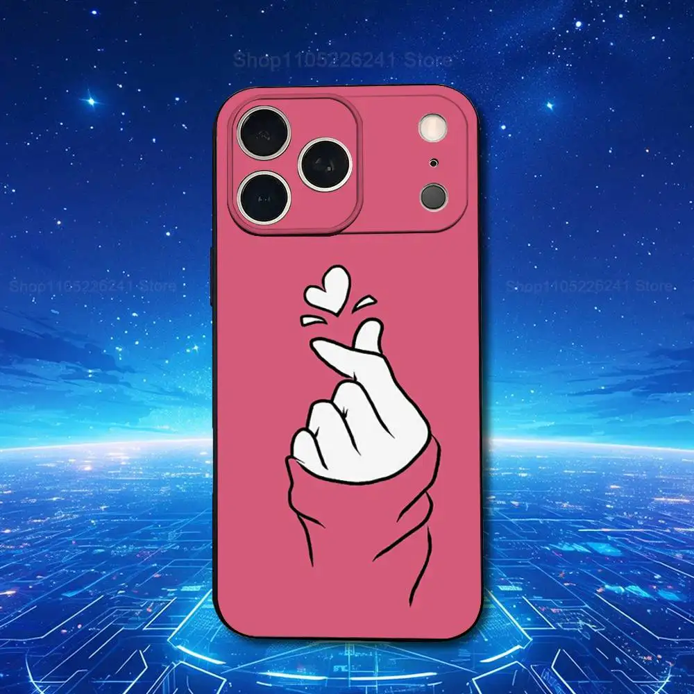 Cute Heart Art Phone Case For iPhone 17,16,15,14,13,12,11,Plus,Pro Max,XS,X,XR,SE,Mini,8,7,Soft Silicone Black