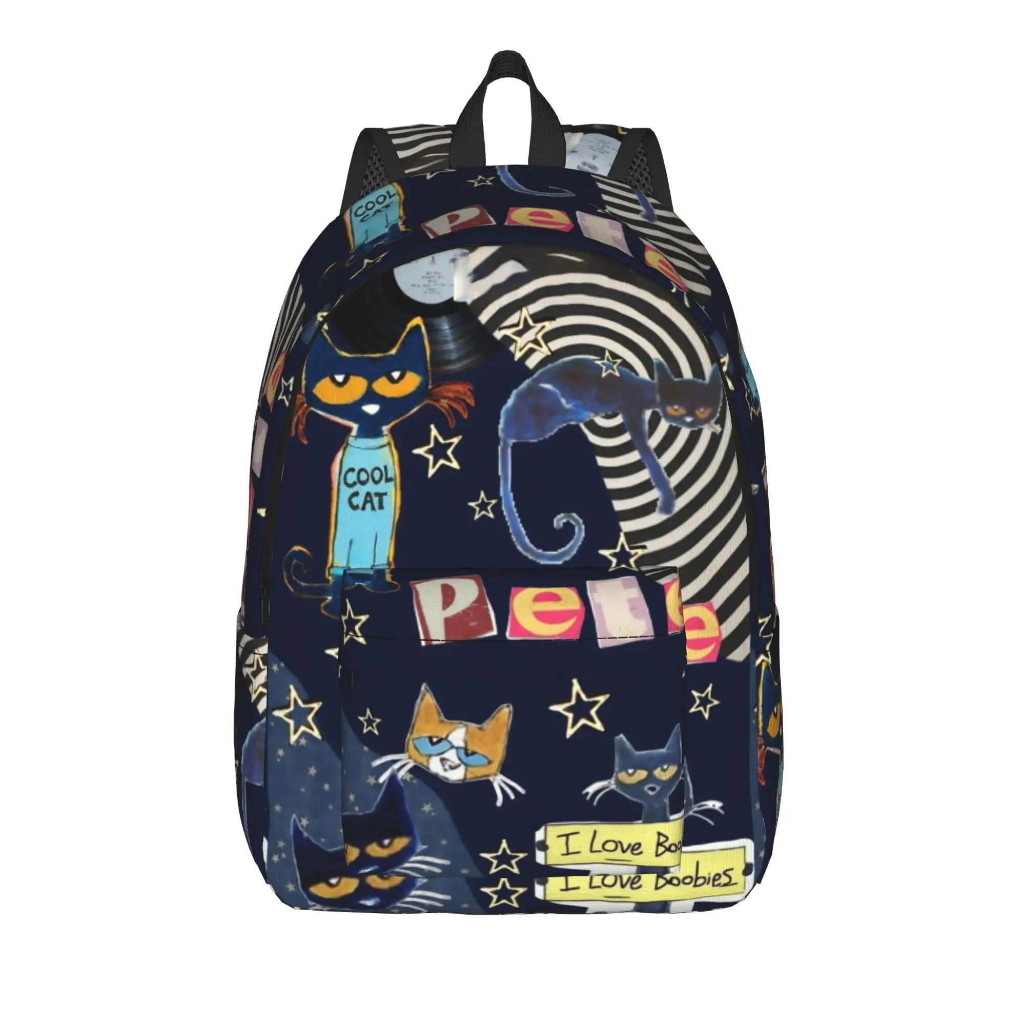 Mochila de dibujos animados de Pete el gato para hombres y mujeres, mochila de trabajo para estudiantes, bolsas de lona para la universidad, regalo