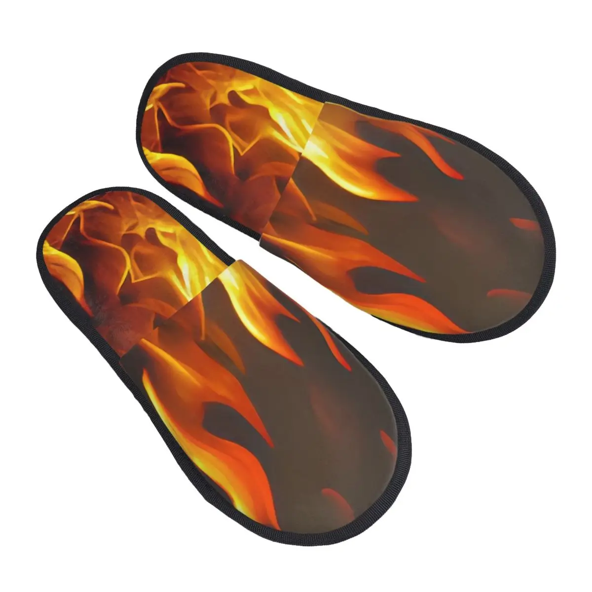 

Тапочки с узором огненного пламени для женщин и мужчин, пушистые зимние теплые тапочки, домашние тапочки