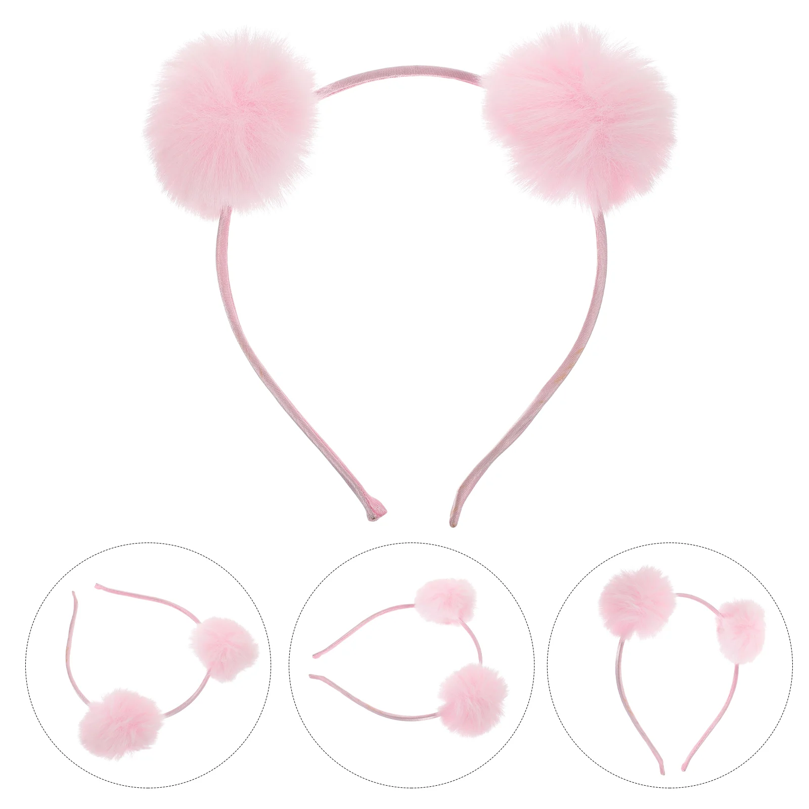 Diadema con bolas de piel, cinta para el pelo, diademas bonitas con pompón para fiesta de Cosplay, diademas de hierro de colores para cumpleaños y niños