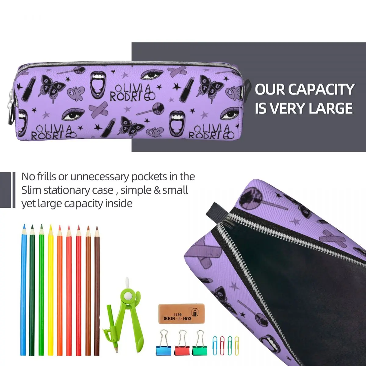 Imagem -06 - Sour Guts Vampire Olivia Rodrigos Estojos de Lápis Pen Box Bolsa Estudante Material Escolar Grande Capacidade Zipper Pouch