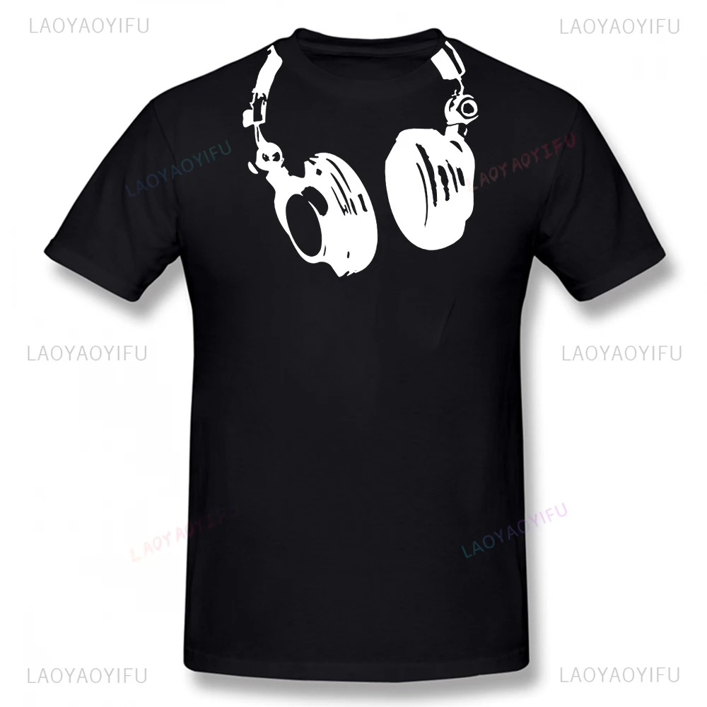 Dj Headphones T Shirts Graphic  Streetwear Short Sleeve O-Neck Harajuku Music Techno T-shirt Funny Mens Clothing for ladies