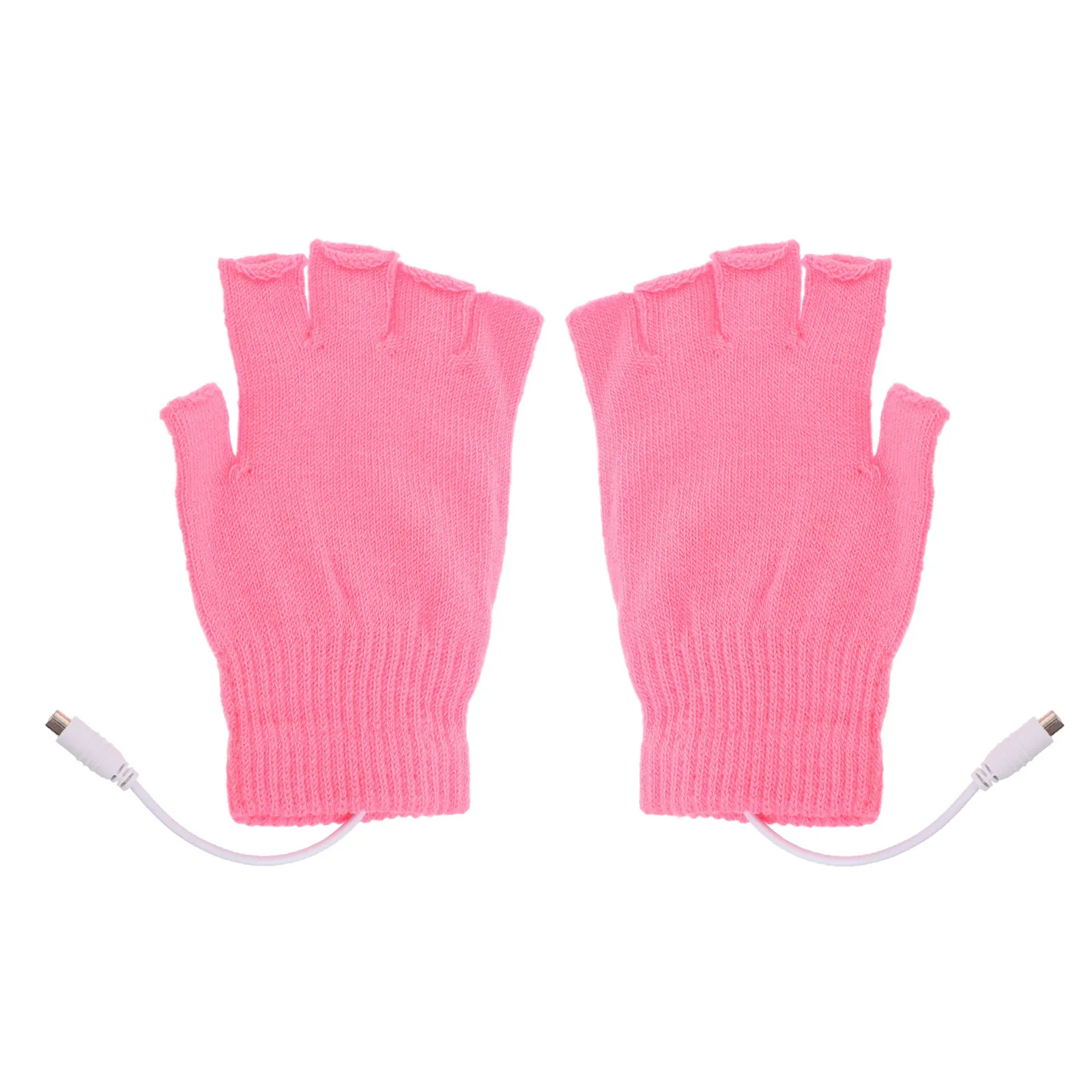 

1 Pair Usb Heated Mitten Winter Thermal Gloves Warm Knitting Electric Hand Warmer For Outdoor Sports Skiing Cycling Unisex Half