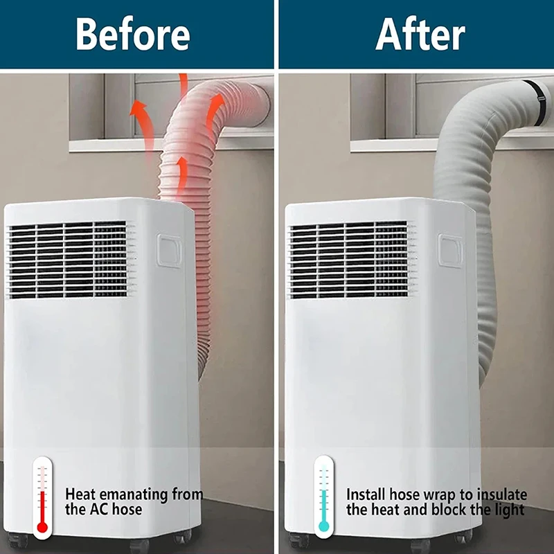 غطاء خرطوم مكيف الهواء، غطاء حماية عالمي لأنابيب العادم، غلاف عازل للحرارة مقاوم للغبار، غطاء فتحة تهوية لخرطوم التيار المتردد