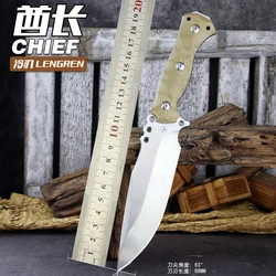 LENGREN【Chief】 12.6 Inches THK Full Tang Drop Tactical Fixed Blade Knife Sleipner Steel G10 Handle Kydex Sheath for Camping...