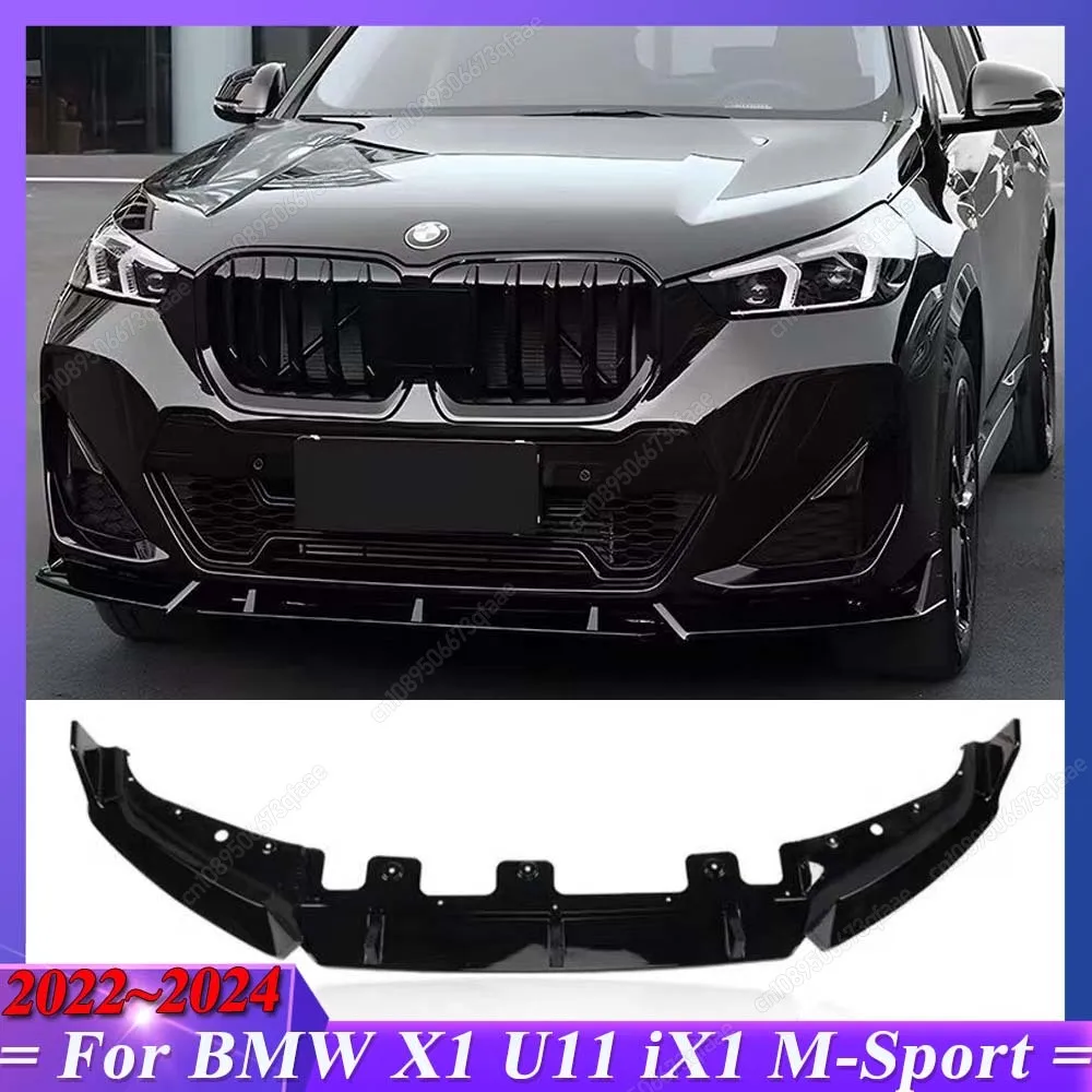 

For BMW X1 U11 iX1 M-Sport 2022-2024 ABS Car Front Bumper Lip Spoiler Diffuser Splitters Aprons Cover Guard Trim Body Kit Tuning