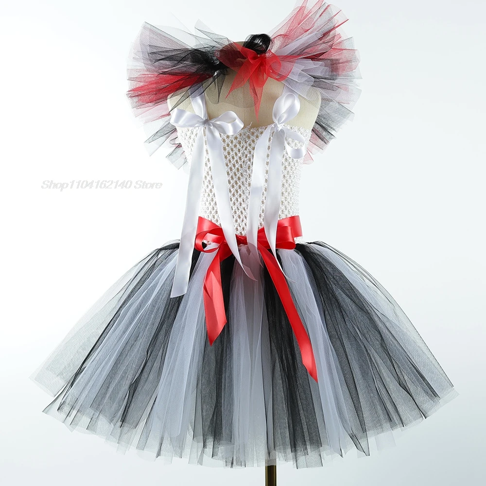 Clown Costumes for Girls Scary Killer Circus Clowns Halloween Tutu Dress Outfit for Kids Carnival Party Creepy Clothes