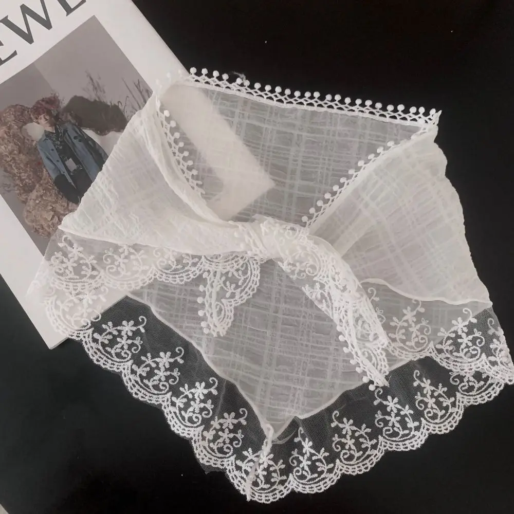 甘い優しいレースのヘアスカーフ三角写真ヘアアクセサリーヘッドスカーフフレンチスタイルヘッドバンドターバン女性女の子