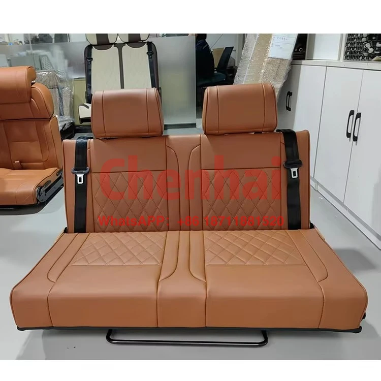 Customize 100cm Width Top Quality Napa Leather Camper Van 2-Seater Double Seat Bed Chair RV Custom Seat Seating for MPV Van Moto