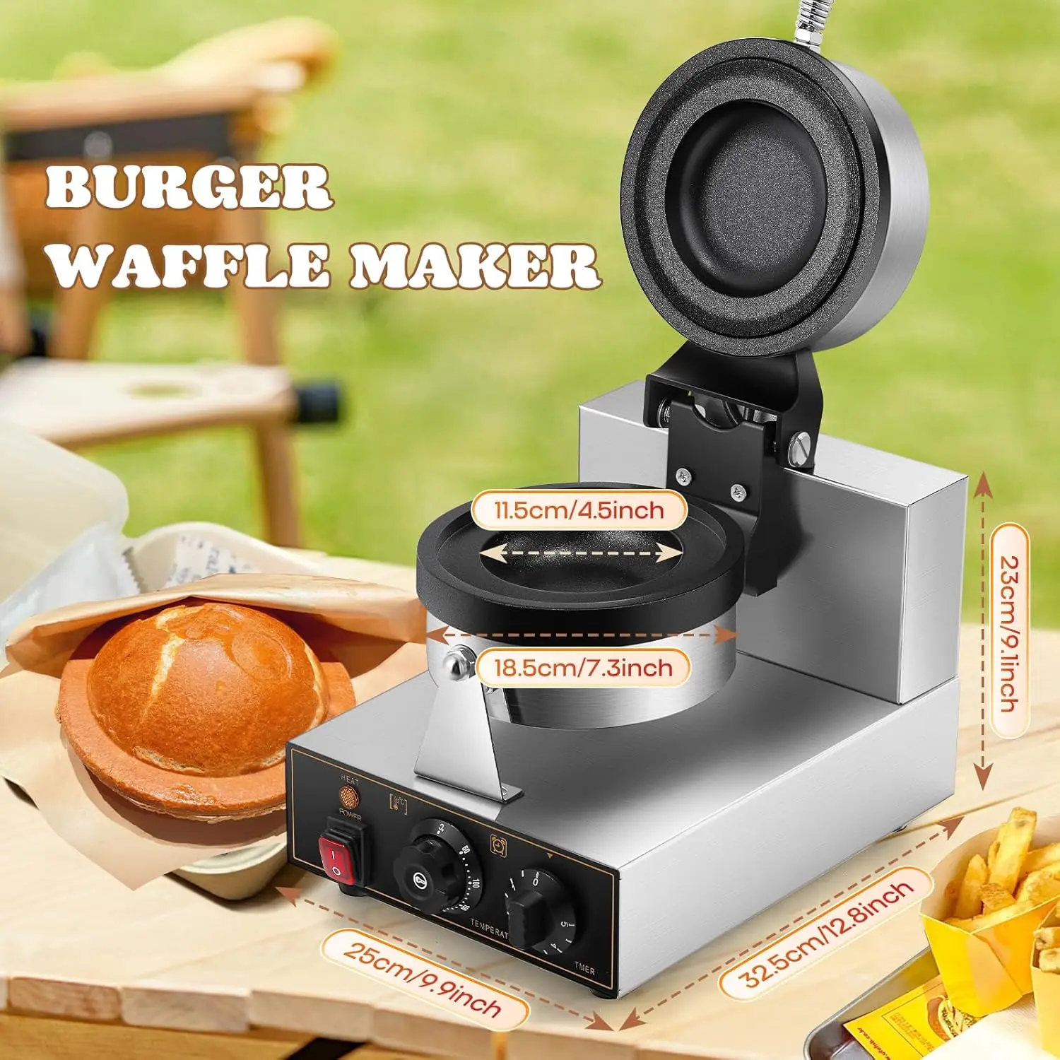 AK13 Commercial UFO Burger Waffle Maker Ice Cream Filling Burger Machine Hamburger Waffle Maker Non-Stick Gelato Panini Press