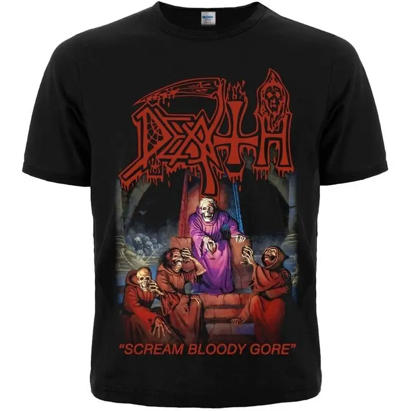 Camiseta preta Death "Scream Bloody Gore" obituário do cadáver canibal