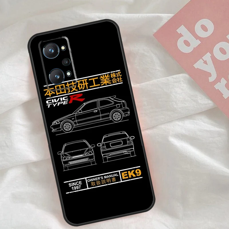 JDM Type R Civic Sport Car For Realme C30 C31 C33 C35 C55 C21Y GT Neo 5 3T 2T OnePlus 11 10 9 Pro Nord CE 3 2 Lite Case