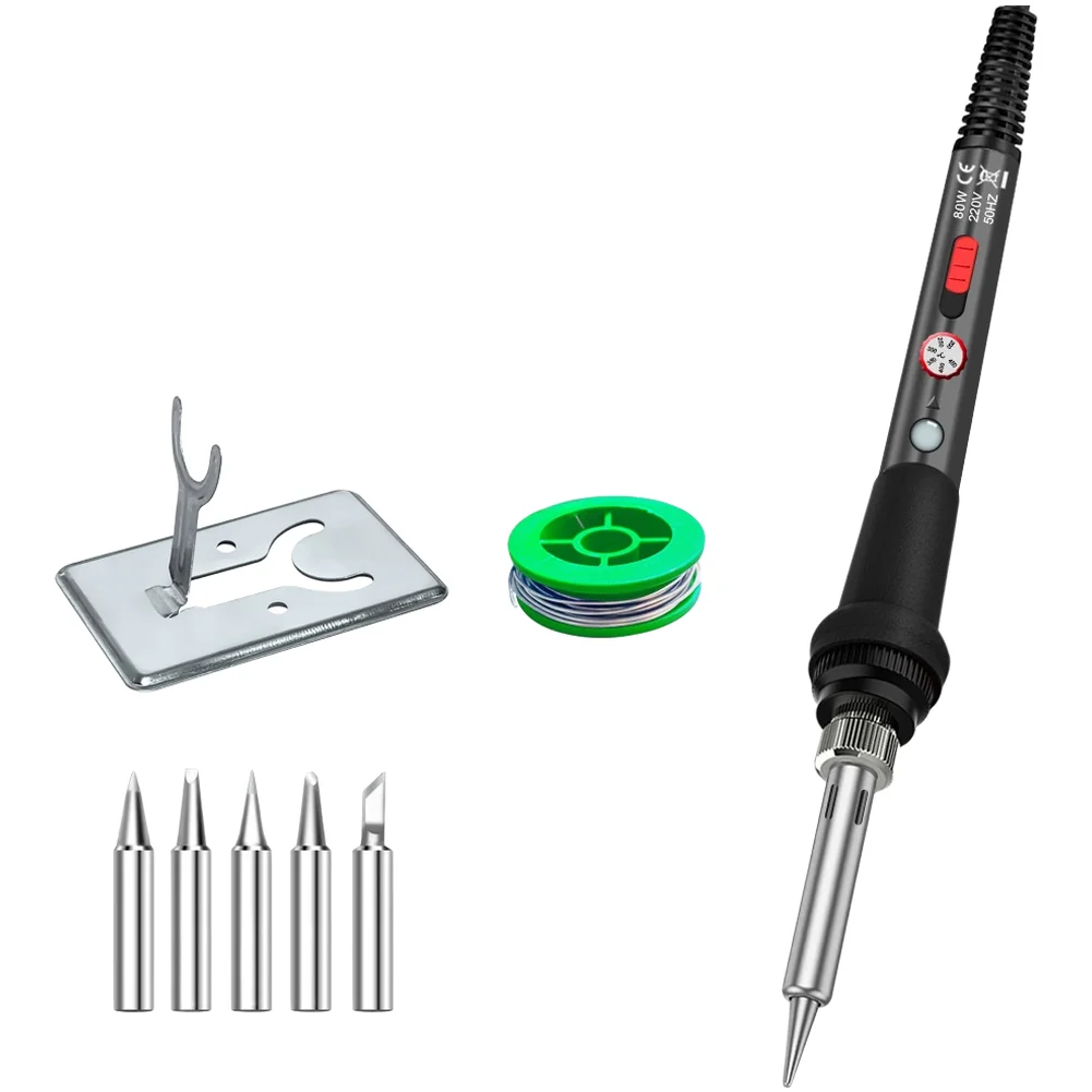 80W Soldering Iron Kit With Swappable Tips For Wide Range Of Electronic Repairs And Crafting Projects At Home Or Shop