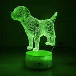 Nighdn Acrylic LED 3D Illusion Lamp Dog Night Light for Kids Bedroom Decoration Birthday Gift for BabyChid Sleeping Nightlight