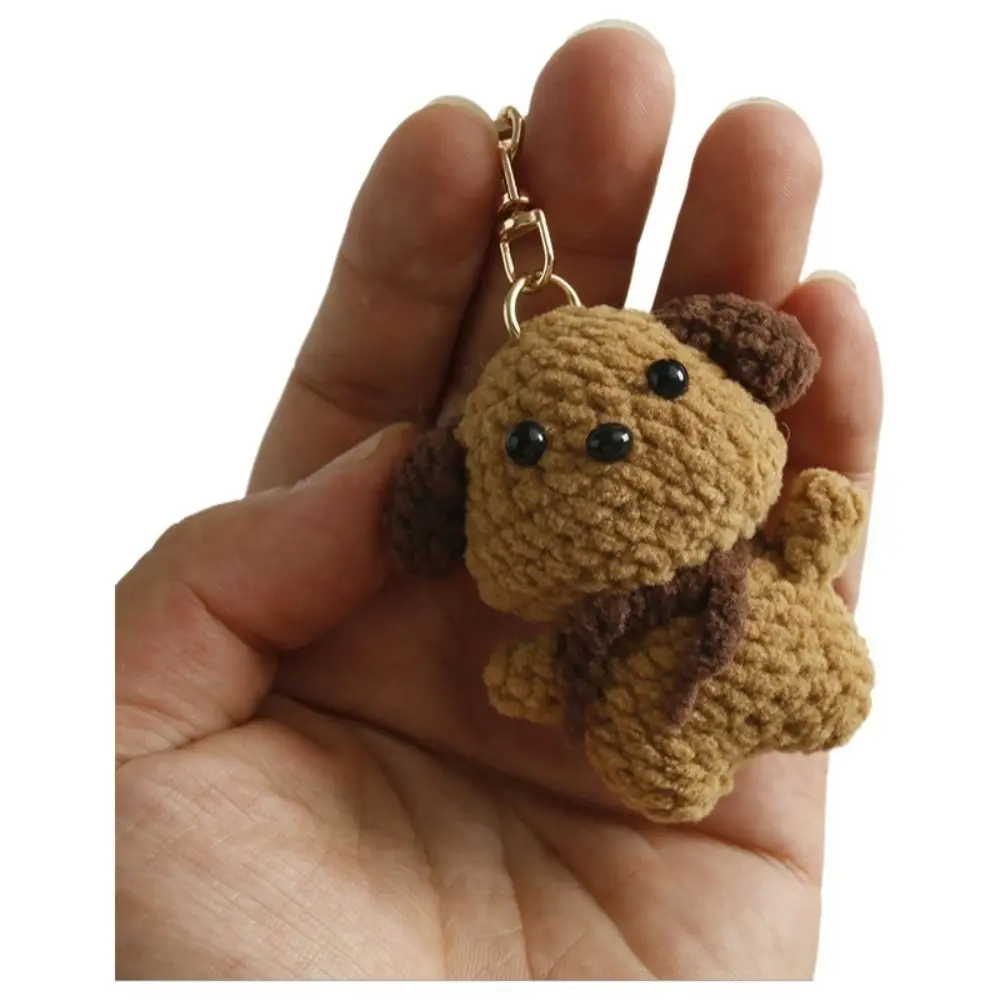 Finished Product Knitted Dog Pendant Handmaking Animal Handwoven Dog Key Ring Cute Cartoon Crochet Keychains Bag Charm