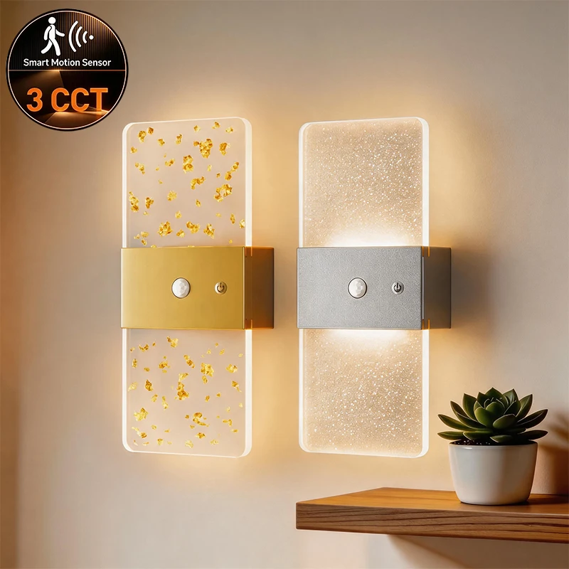 LED Charging Touch Sensor Wall Lamp 3CCT Magnetic Suction No Drilling Gold Silver Indoor Atmosphere Lighting