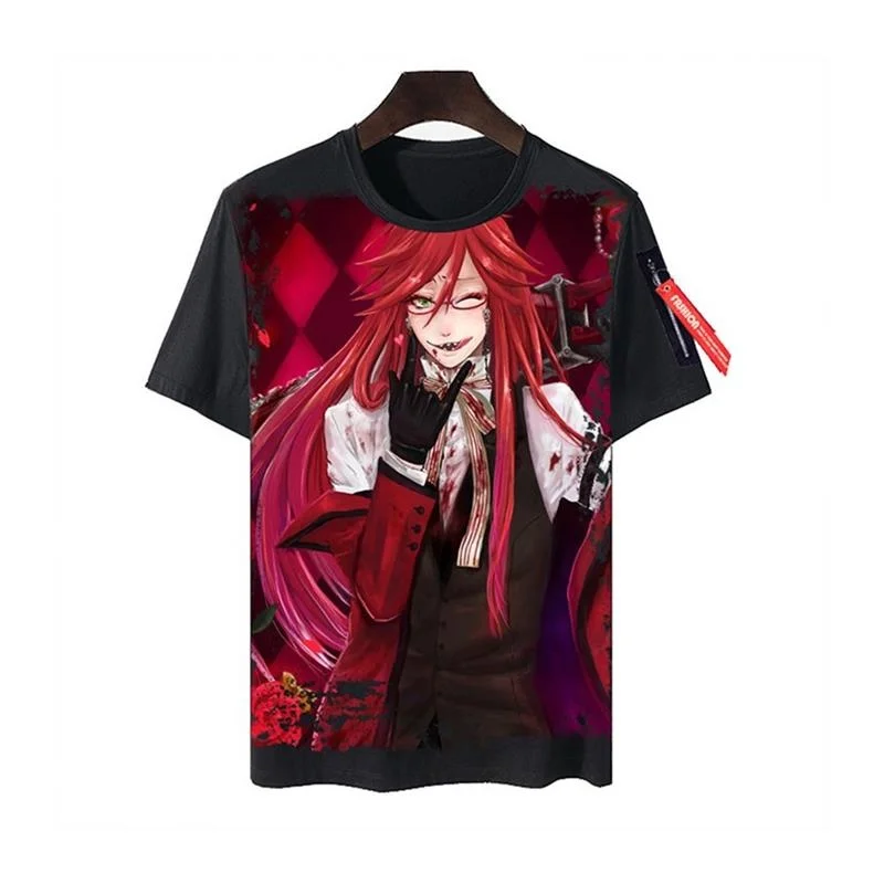 New Black Butler Tshirt Short Sleeve Skin-friendly Breathable Non-fading Daily Wear Cartoon Anime Print Cross-border Clothing - view 5