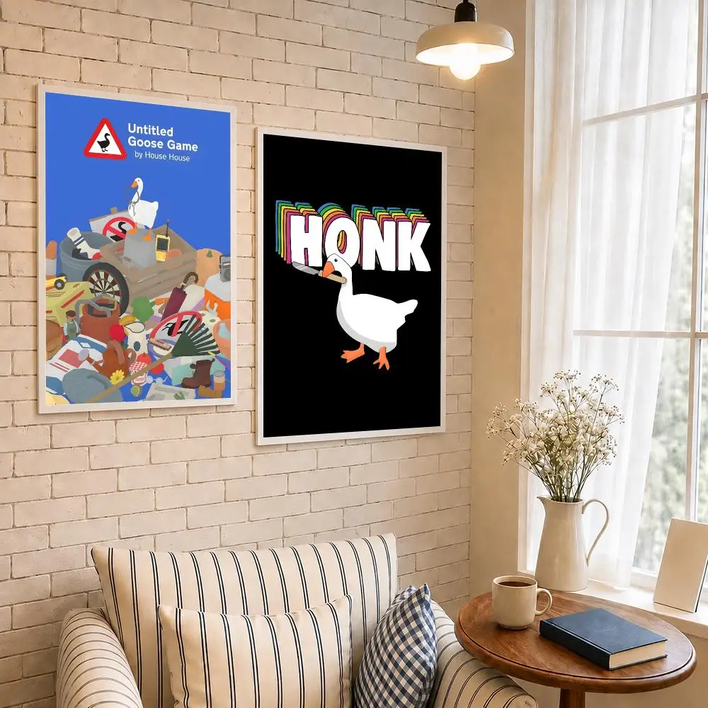 Game Funny Puzzle U-Untitled Goose Poster PP Self-Adhesive Wall Decor for Bedroom,Living Room,Dorm,Bar Aesthetic Gift